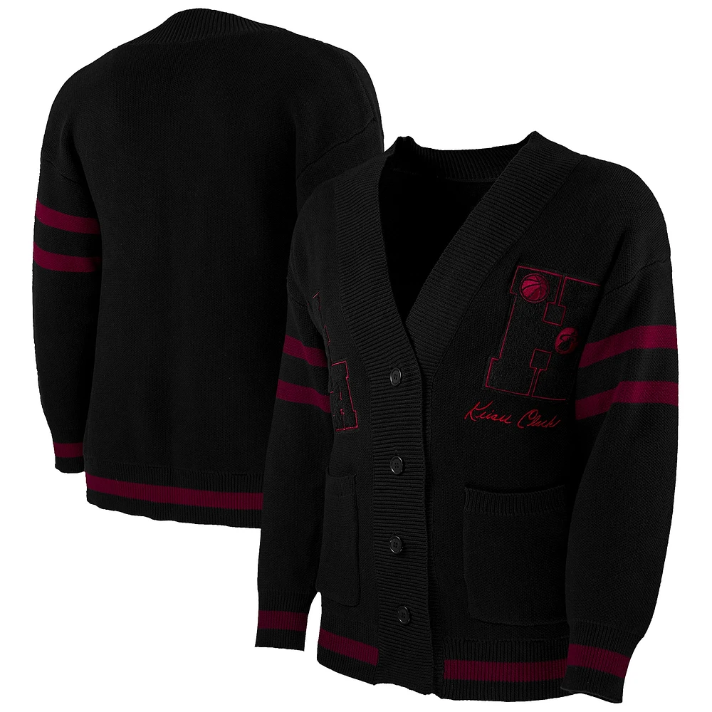 Men's NBA x Keiser Clark Black/Red Miami Heat No Caller ID Button-Up Cardigan