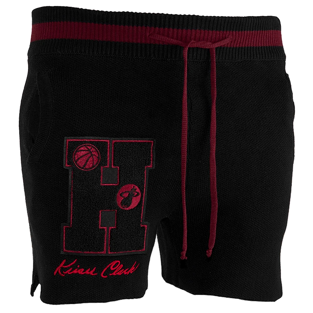 Short en tricot NBA x Keizer Clark pour homme Miami Heat No Caller ID noir/rouge