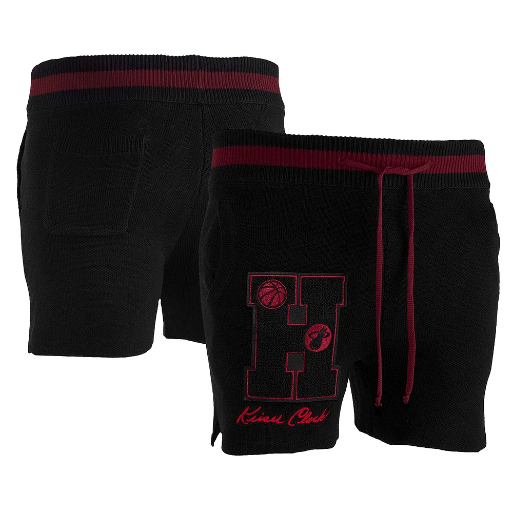 Short en tricot NBA x Keizer Clark pour homme Miami Heat No Caller ID noir/rouge