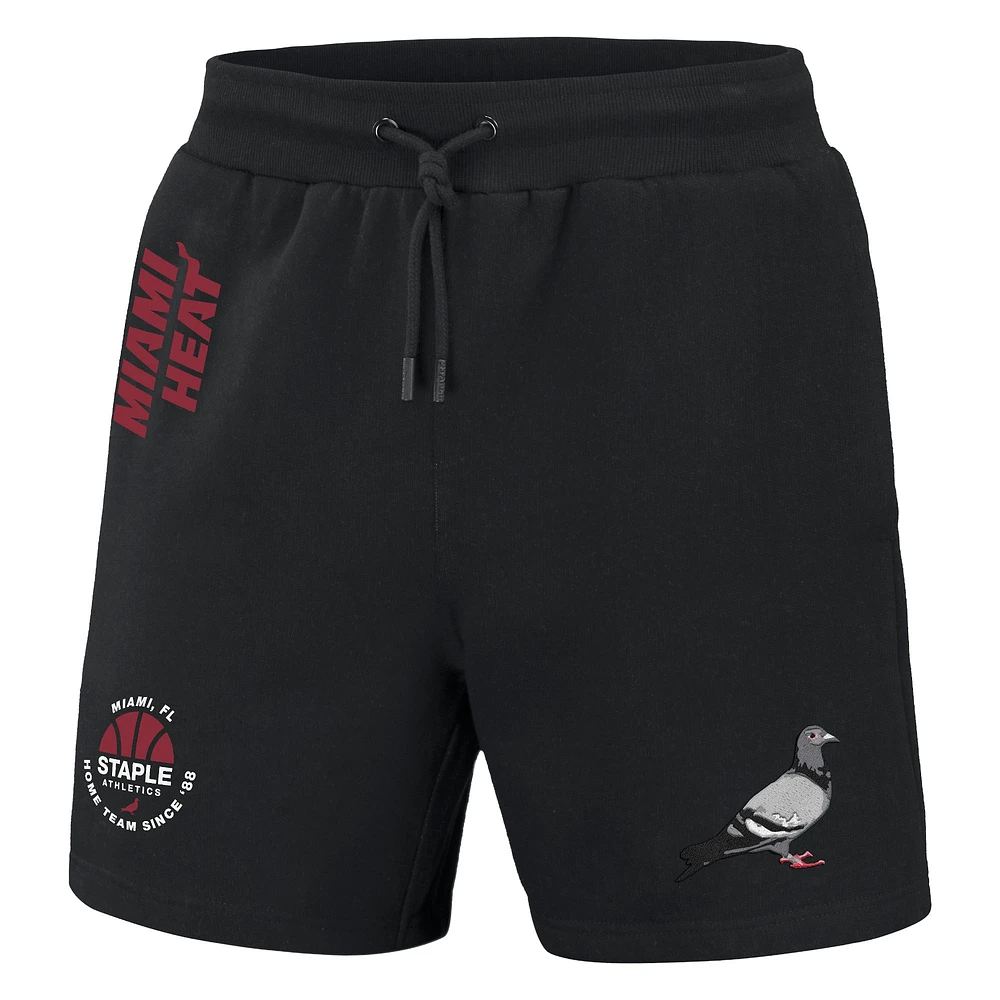 Short NBA x Staple noir Miami Heat Pigeon Home Team pour homme