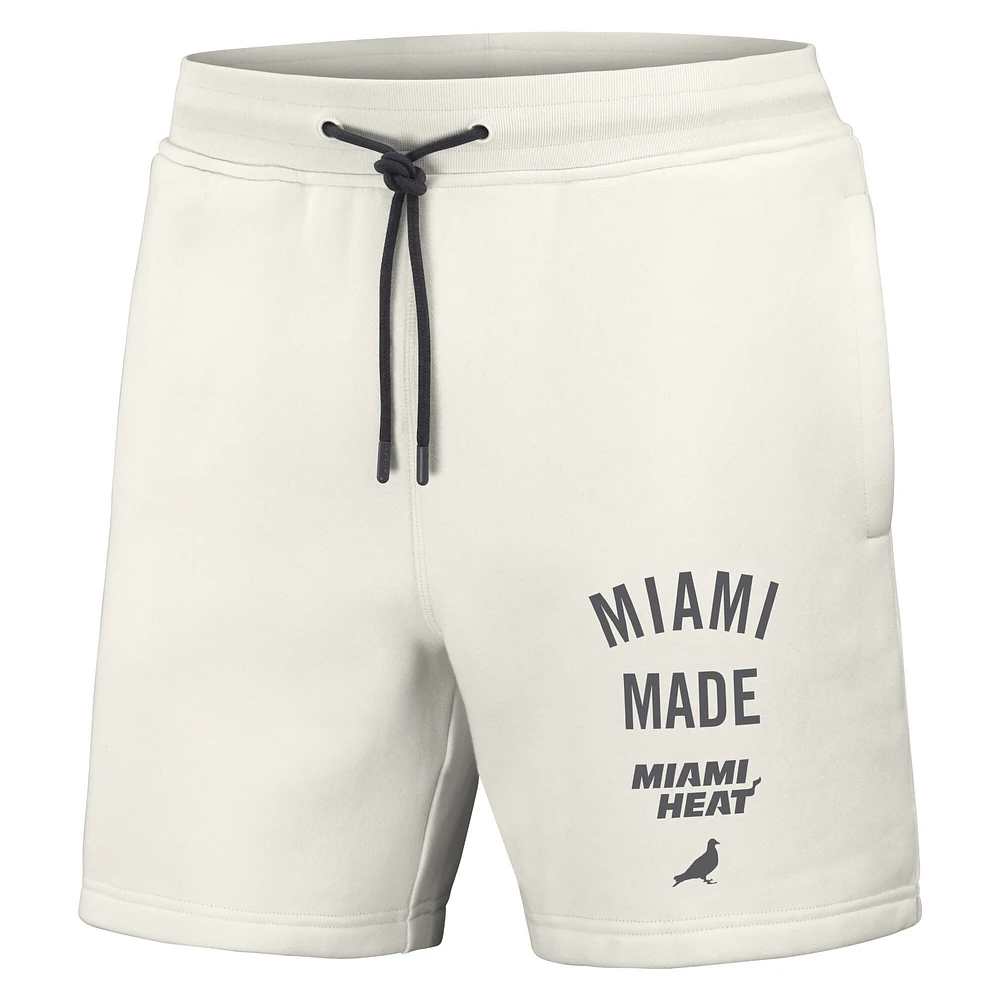 Short en polaire épais NFL x Staple pour hommes, Miami Heat Pigeon, crème