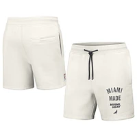 Short en polaire épais NFL x Staple pour hommes, Miami Heat Pigeon, crème