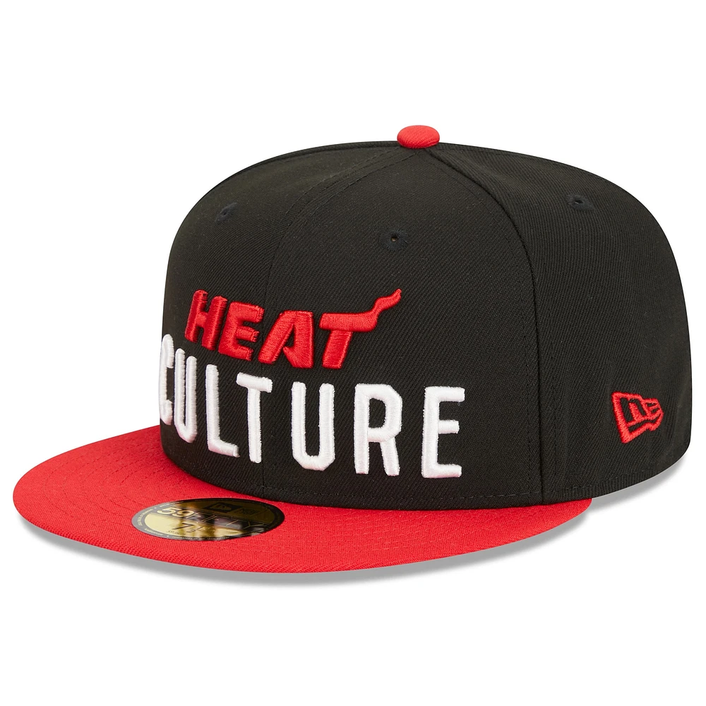 Men's New Era  Black/Red Miami Heat 2023/24 City Edition 59FIFTY Fitted Hat