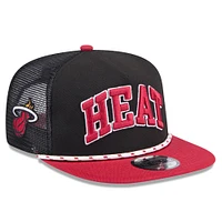 Casquette Snapback Miami Heat Throwback Team Arch Golfer New Era pour hommes, noir/rouge