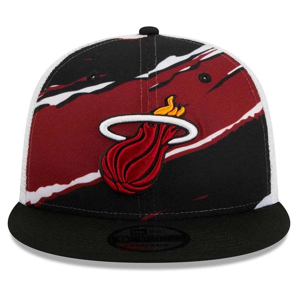 Casquette réglable 9FIFTY Miami Heat Tear Trucker New Era pour homme, noir/blanc