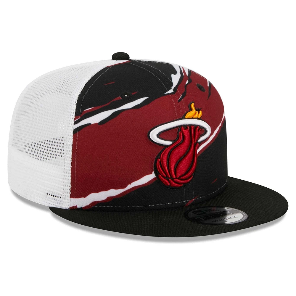 Casquette réglable 9FIFTY Miami Heat Tear Trucker New Era pour homme, noir/blanc