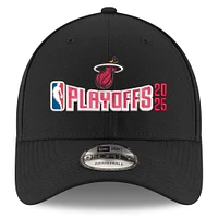 Men's New Era  Black Miami Heat 2025 NBA Playoffs 9FORTY Adjustable Hat
