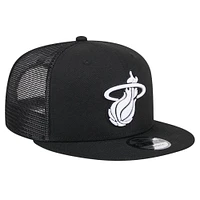 Men's New Era Black Miami Heat 9FIFTY Snapback Trucker Hat