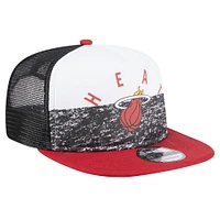 Men's New Era Black Miami Heat Arch A-Frame Trucker 9FIFTY Snapback Hat