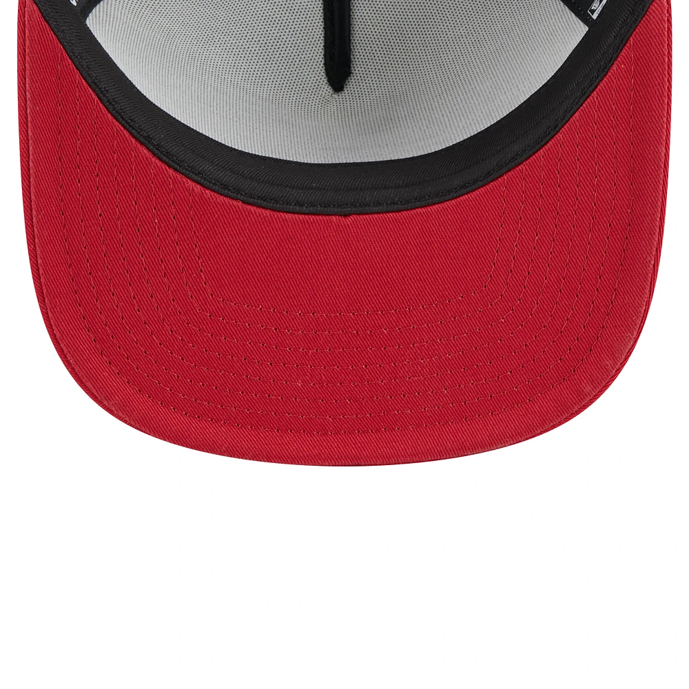 Men's New Era Black Miami Heat Arch A-Frame Trucker 9FIFTY Snapback Hat