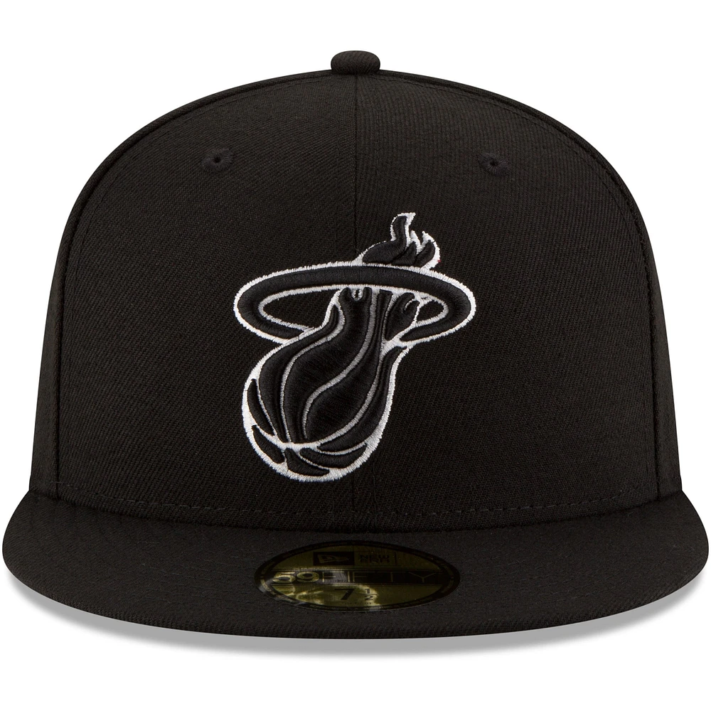 Men's New Era Black Miami Heat & White Logo 59FIFTY Fitted Hat