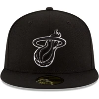 Men's New Era Black Miami Heat & White Logo 59FIFTY Fitted Hat