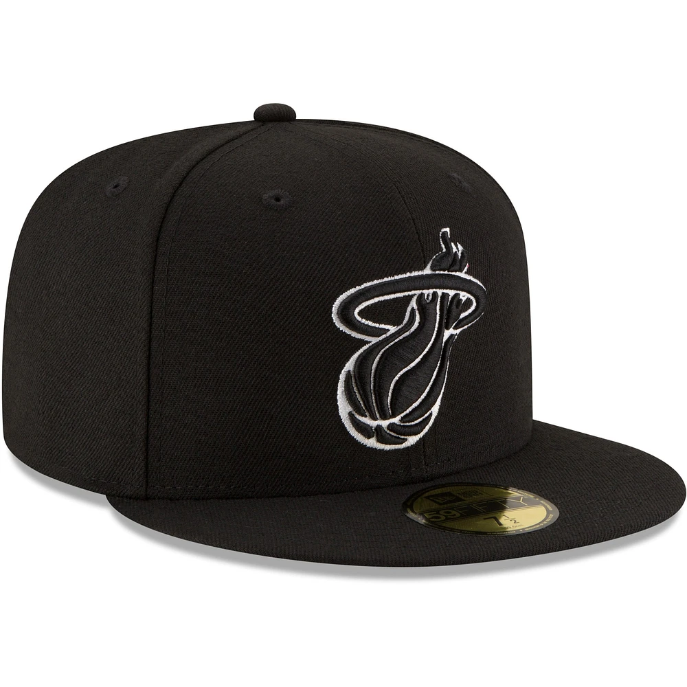 Men's New Era Black Miami Heat & White Logo 59FIFTY Fitted Hat