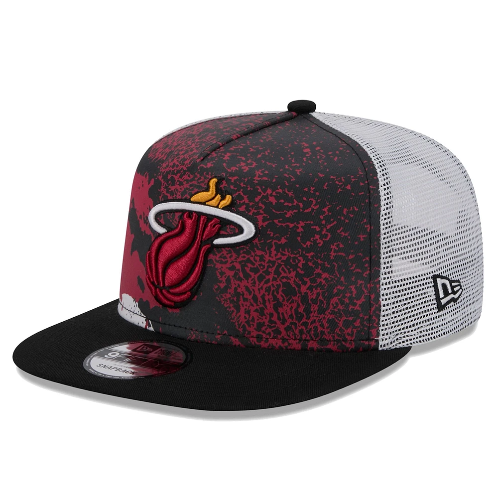 Men's New Era Black Miami Heat Court Sport Speckle 9FIFTY Snapback Hat