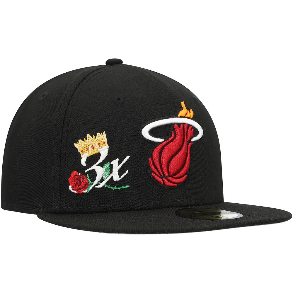 Casquette ajustée 59FIFTY Miami Heat Crown Champs pour homme New Era noire