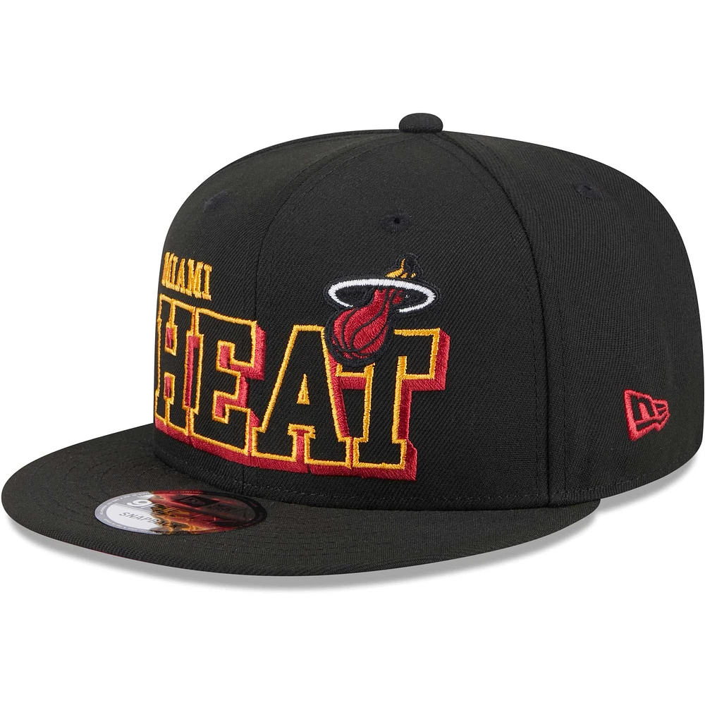 Casquette Snapback Miami Heat Gameday 9FIFTY New Era noire pour hommes