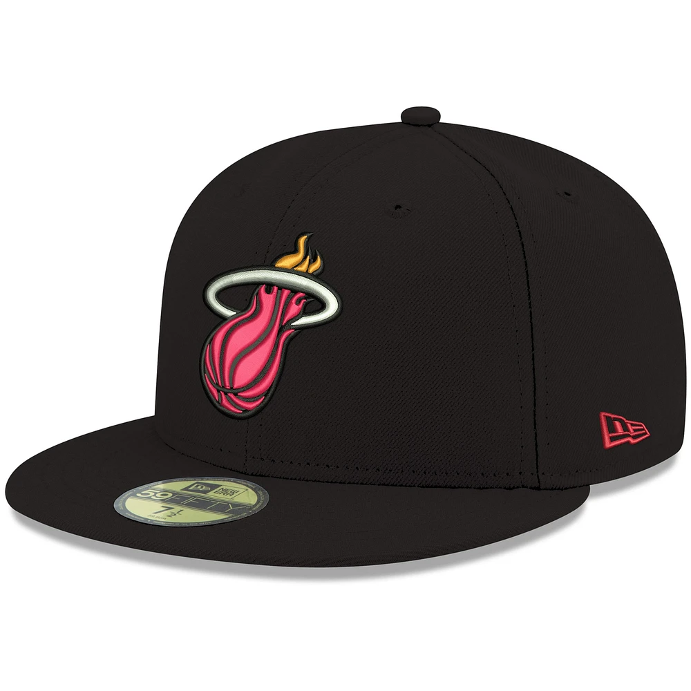 Casquette ajustée 59FIFTY pour homme, couleur noire de l'équipe Miami Heat, New Era