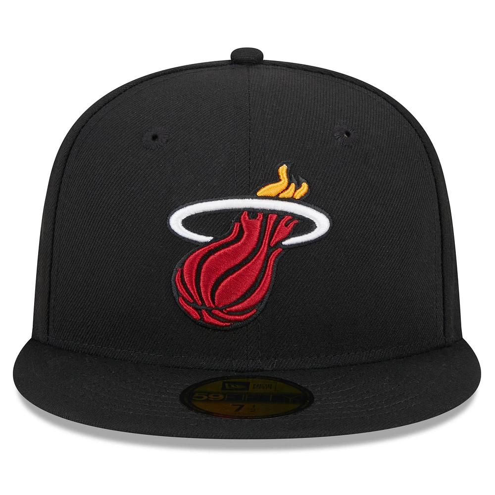 Casquette ajustée 59FIFTY noire Miami Heat Rally Drive Side Patch pour hommes New Era