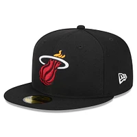 Casquette ajustée 59FIFTY noire Miami Heat Rally Drive Side Patch pour hommes New Era