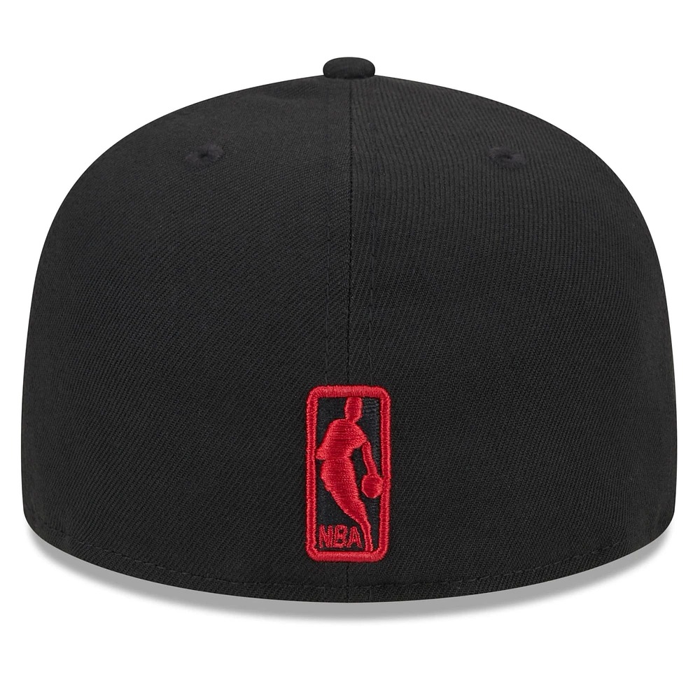 Men's New Era Black Miami Heat  Rally Drive Side Patch 59FIFTY Fitted Hat