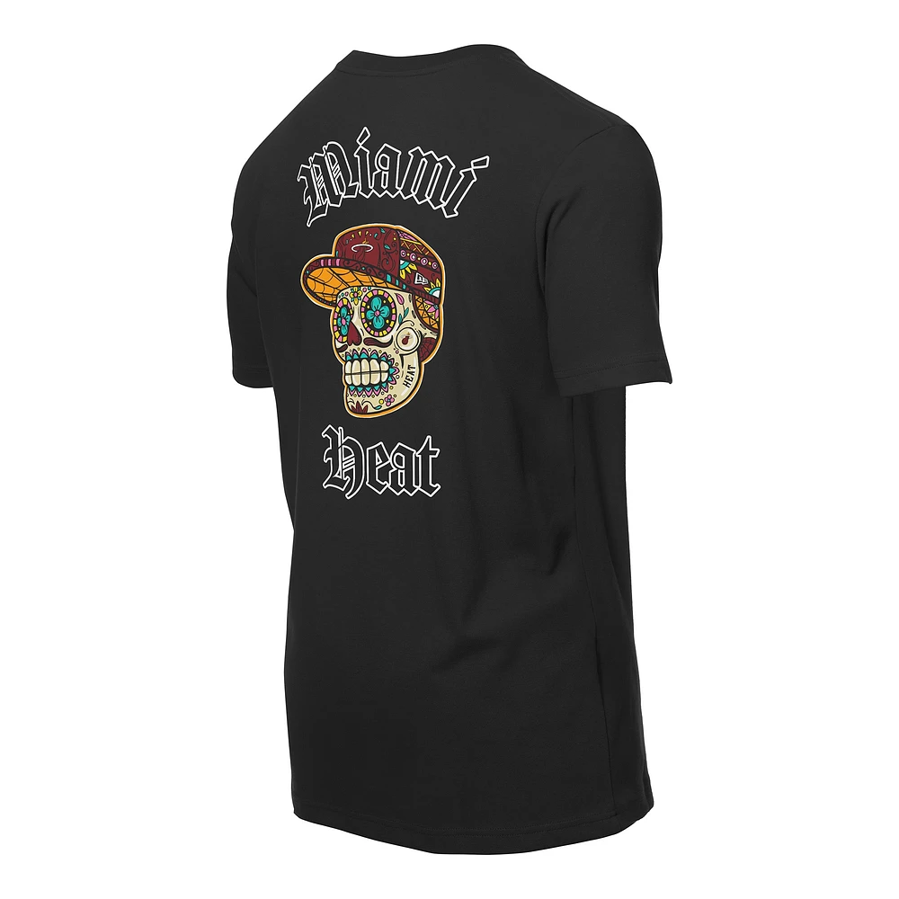 Men's New Era Black Miami Heat Sugar Skulls T-Shirt