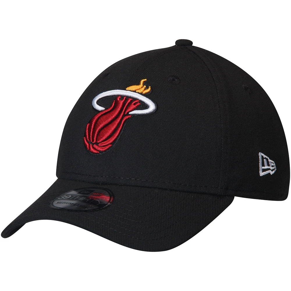 Men's New Era Black Miami Heat Team Classic 39THIRTY Flex Hat