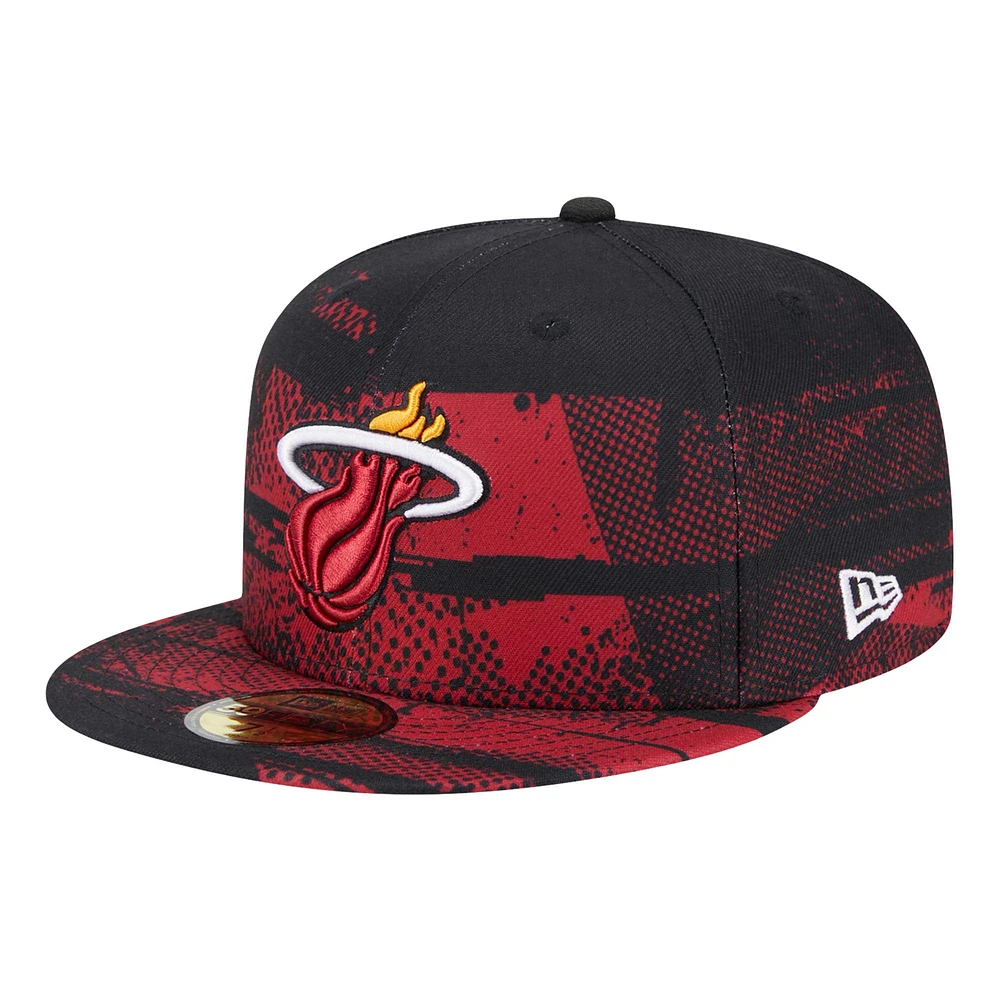 Men's New Era Black Miami Heat Tip-Off 59FIFTY Fitted Hat