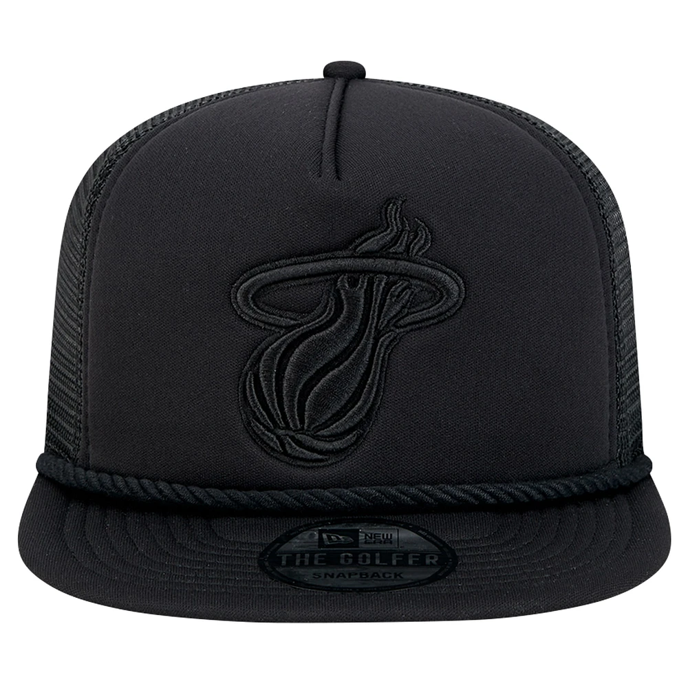 Casquette de golf à visière snapback Miami Heat noire New Era pour homme