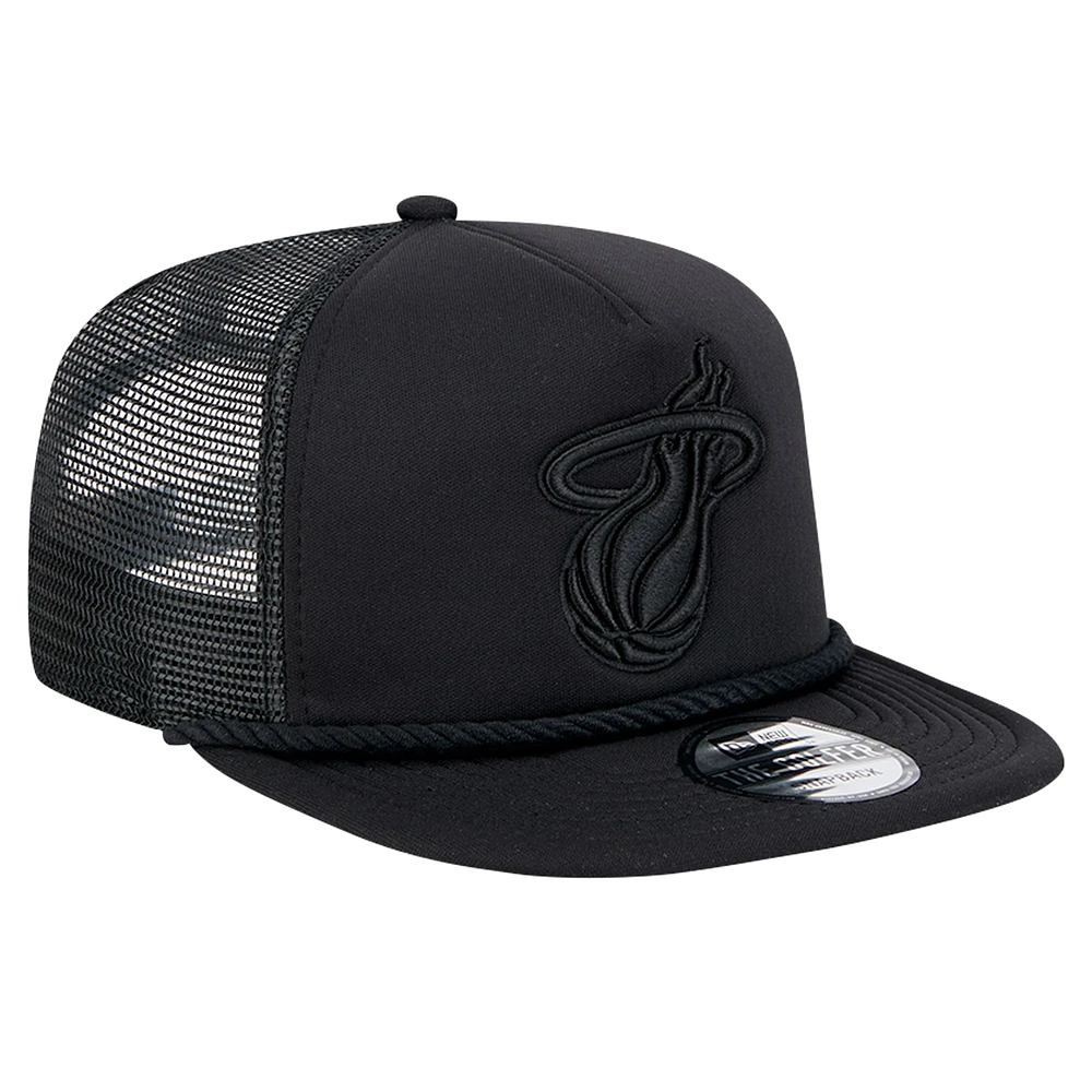 Casquette de golf à visière snapback Miami Heat noire New Era pour homme