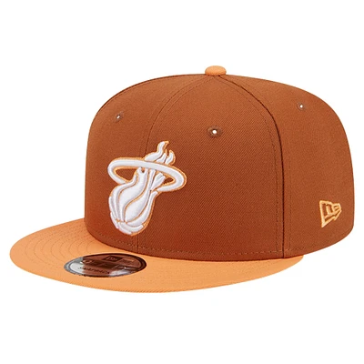 Men's New Era Brown/Orange Miami Heat 2-Tone Color Pack 9FIFTY Snapback Hat