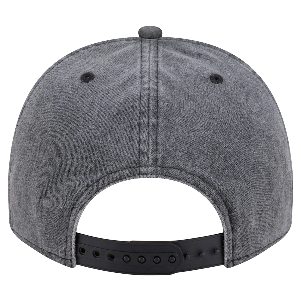 Men's New Era  Charcoal Miami Heat Throwback Washed Pre-Curved 9FIFTY Snapback Hat