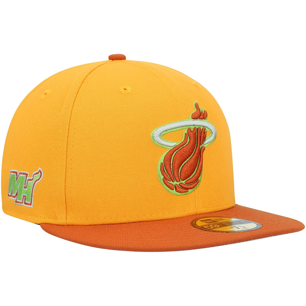 Men's New Era  Gold/Rust Miami Heat 59FIFTY Fitted Hat