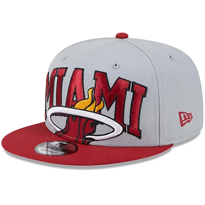 Casquette Snapback bicolore 9FIFTY Miami Heat Tip-Off New Era pour hommes, gris/rouge