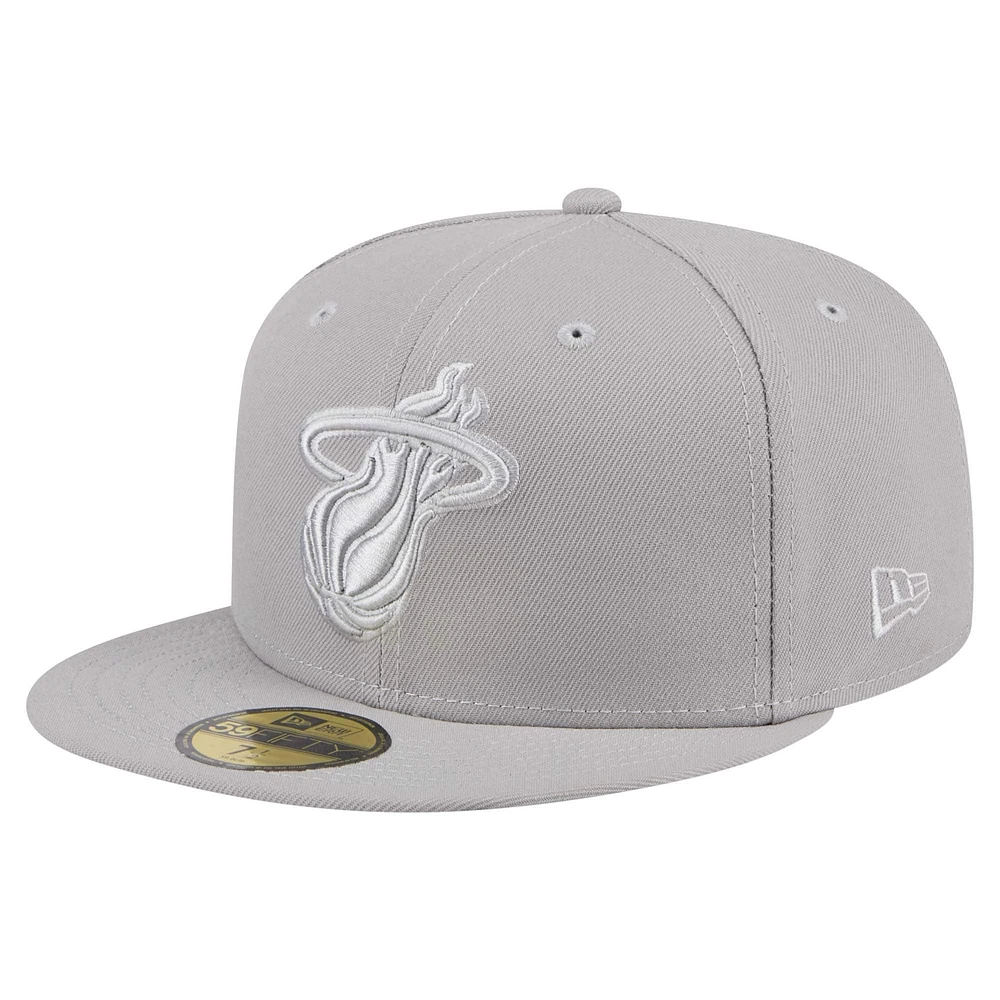 Men's New Era Gray Miami Heat Color Pack 59FIFTY Fitted Hat