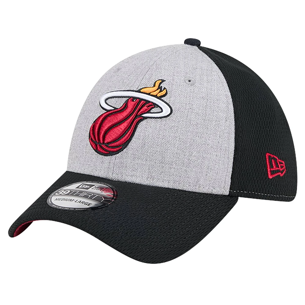 Men's New Era Heather Gray/Black Miami Heat Two-Tone 39THIRTY Flex Hat