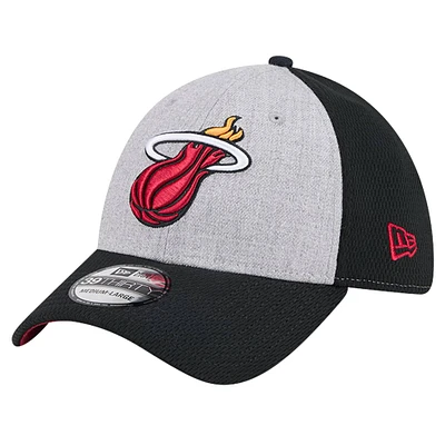 Men's New Era Heather Gray/Black Miami Heat Two-Tone 39THIRTY Flex Hat