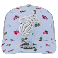 Men's New Era Light Blue/Gray Miami Heat Adventure Aloha Pattern 9SEVENTY Stretch-Snap Hat