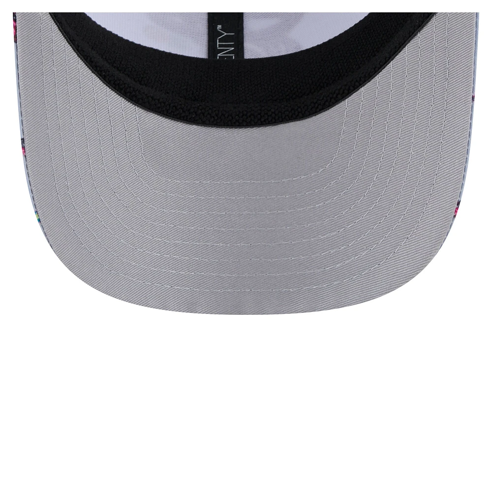 Men's New Era Light Blue/Gray Miami Heat Adventure Aloha Pattern 9SEVENTY Stretch-Snap Hat