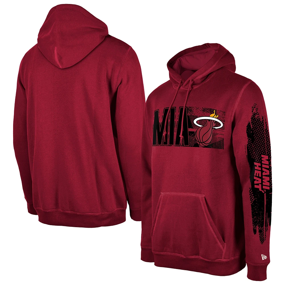 Sweat à capuche rouge de la collection Tip-Off Miami Heat New Era pour homme