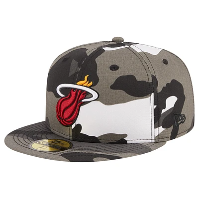 Men's New Era Miami Heat Snow Camo 59FIFTY Fitted Hat