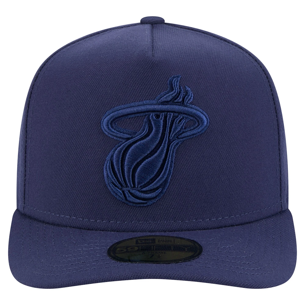 Men's New Era  Navy Miami Heat Colorpack A-Frame Pinch Front 59FIFTY Fitted Hat