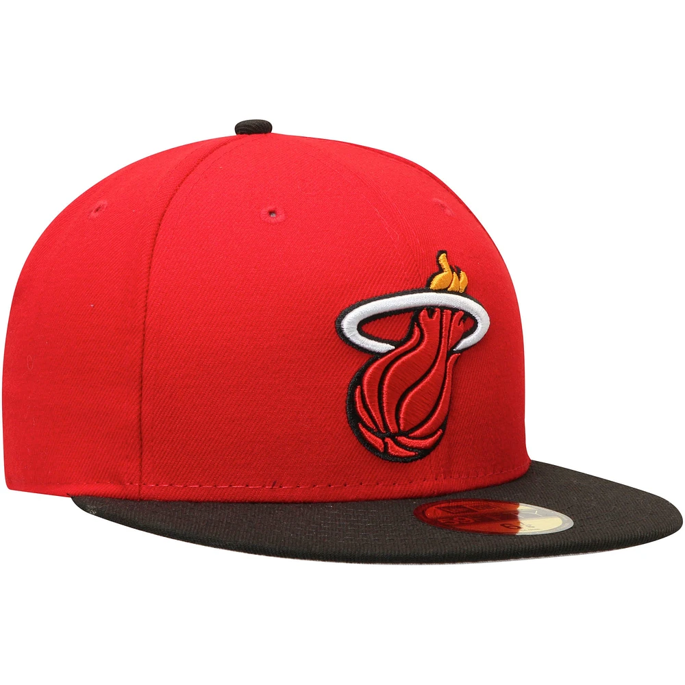 Men's New Era Red/Black Miami Heat Official Team Color 2Tone 59FIFTY Fitted Hat