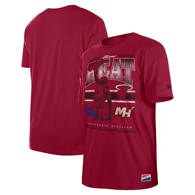 Men's New Era Red Miami Heat Enzyme Wash Oversized T-Shirt