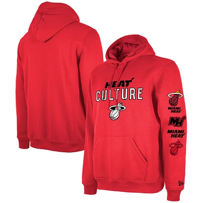 Sweat à capuche New Era rouge Miami Heat Tall 2023/24 City Edition pour homme