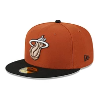 Men's New Era Rust/Black Miami Heat Two-Tone 59FIFTY Fitted Hat