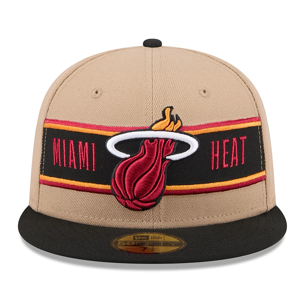 Men's New Era Tan/Black Miami Heat 2024 NBA Draft 59FIFTY Fitted Hat