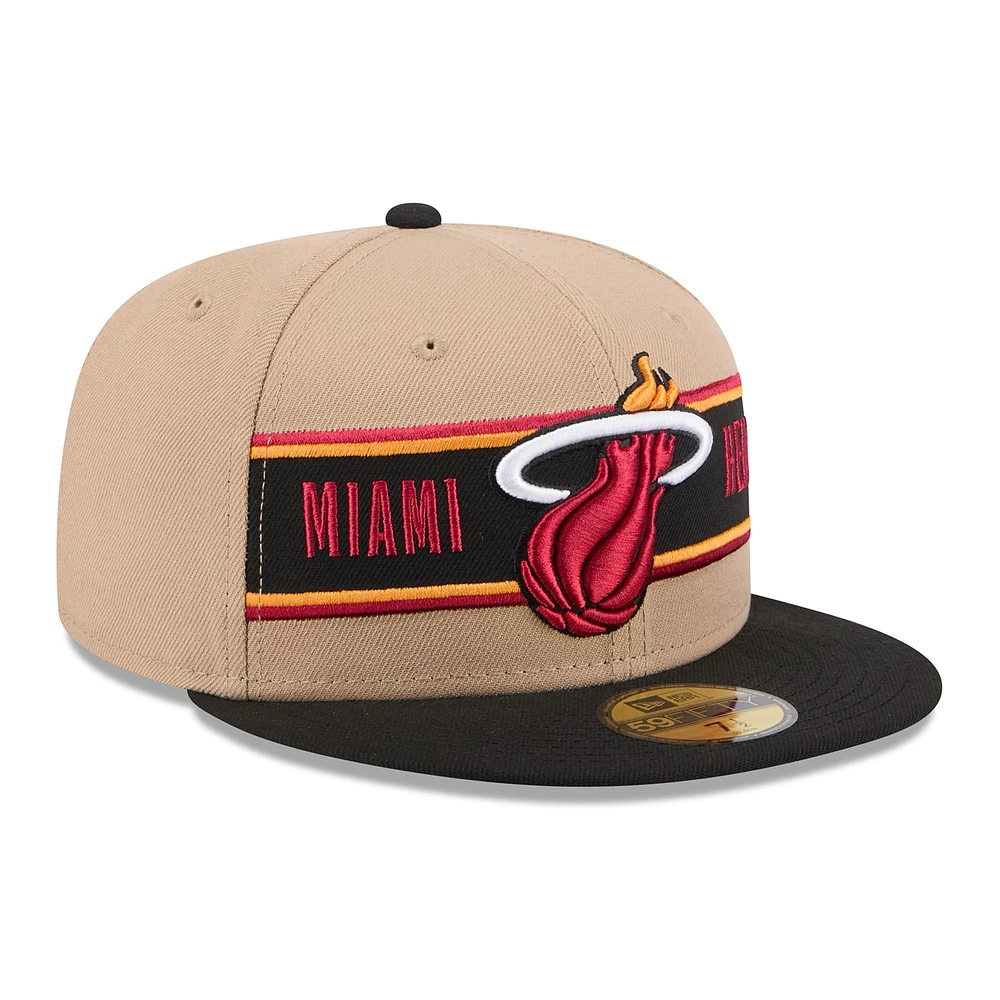 Men's New Era Tan/Black Miami Heat 2024 NBA Draft 59FIFTY Fitted Hat