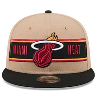 Casquette Snapback Miami Heat 2024 NBA Draft 9FIFTY New Era pour homme, beige/noir