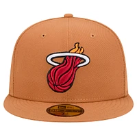 Men's New Era Tan Miami Heat Color Pack 59FIFTY Fitted Hat