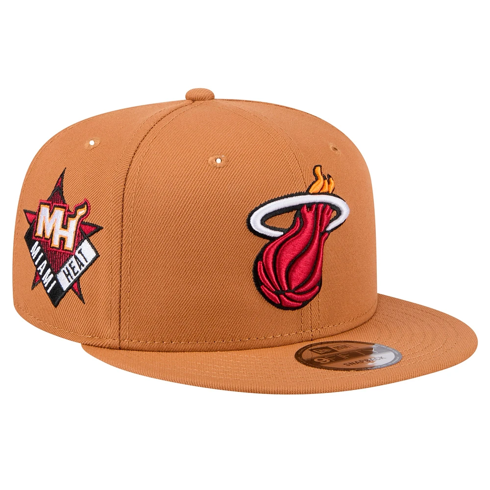 Casquette Snapback Miami Heat 9FIFTY de New Era pour homme, couleur marron